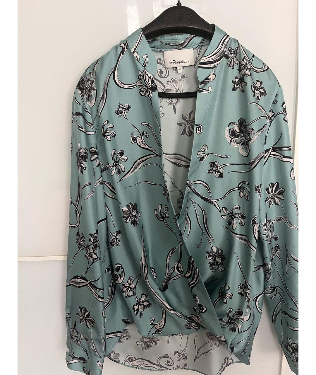 3.1 PHILLIP LIM Бирюзовый шелковый костюм с брюками, фото 4