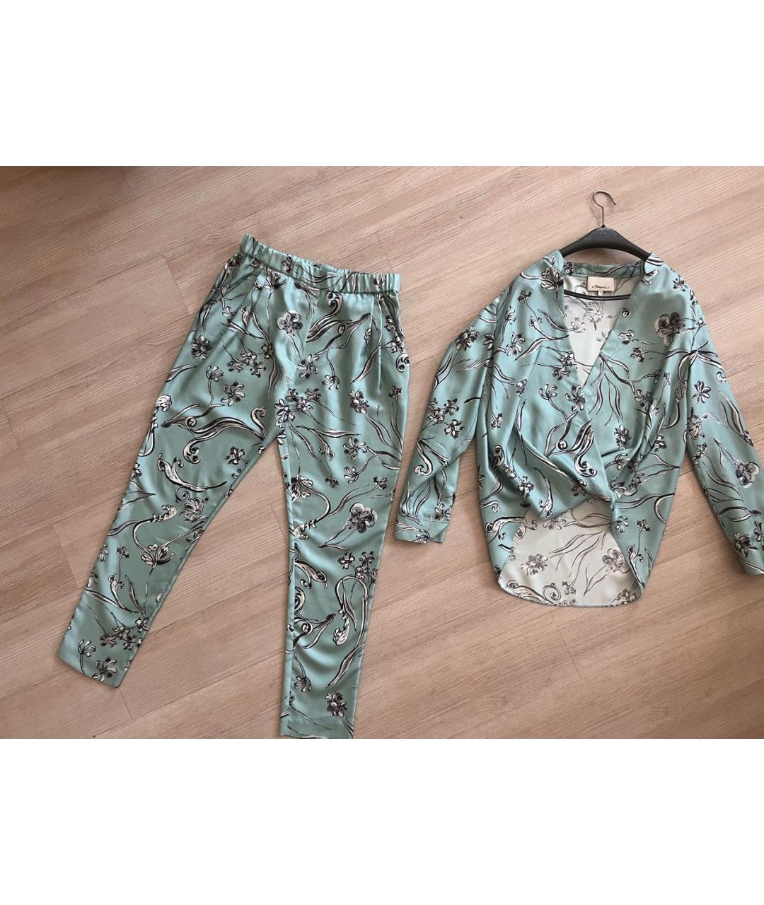 3.1 PHILLIP LIM Бирюзовый шелковый костюм с брюками, фото 9