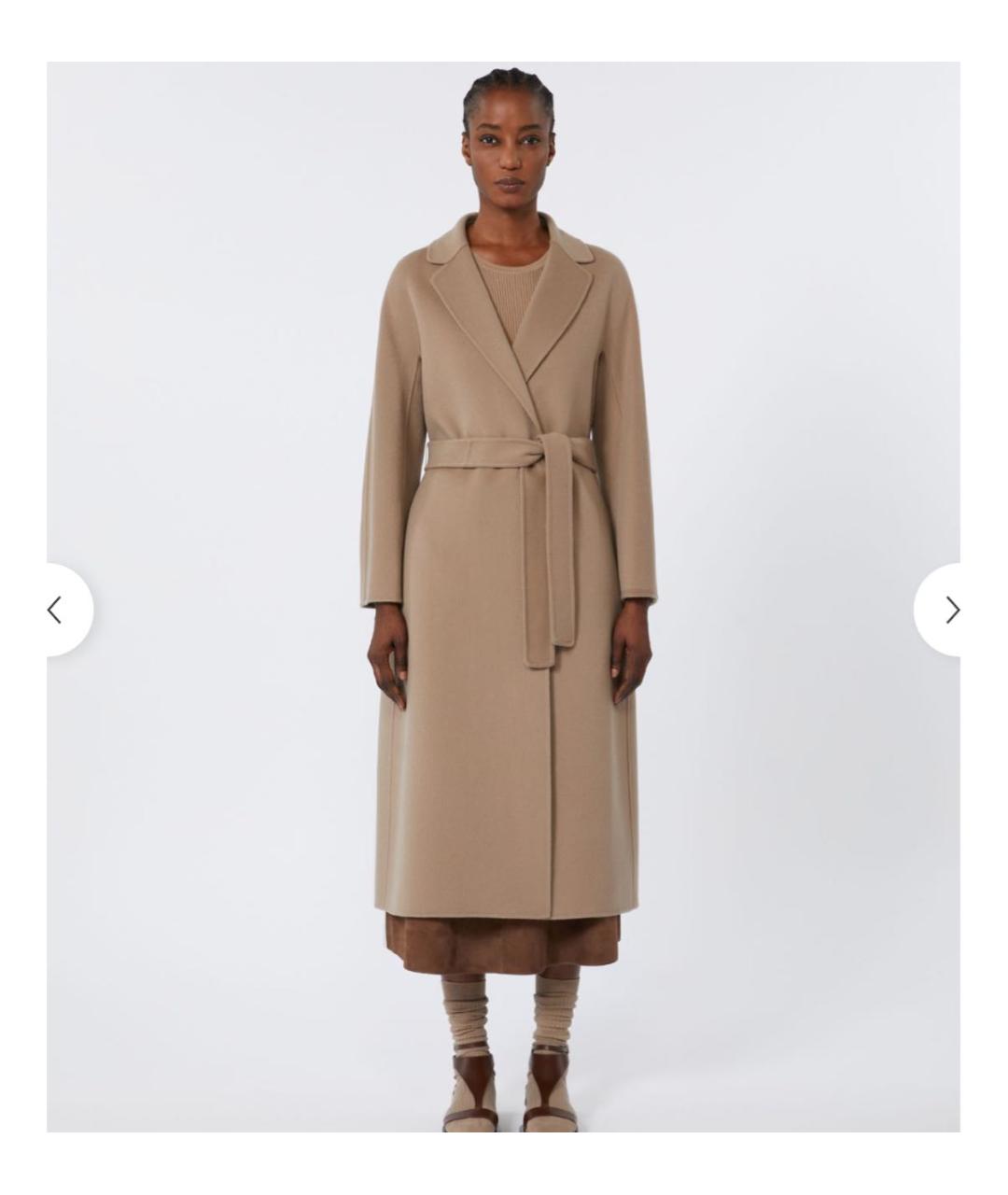 'S MAX MARA Бежевое шерстяное пальто, фото 3