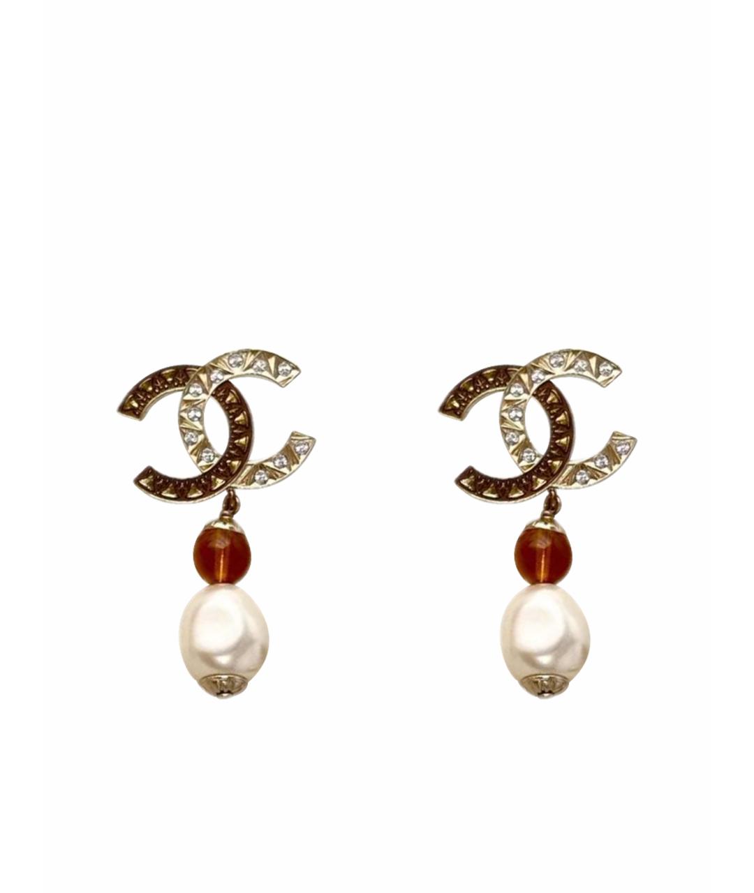 CHANEL Золотые жемчужные серьги, фото 1