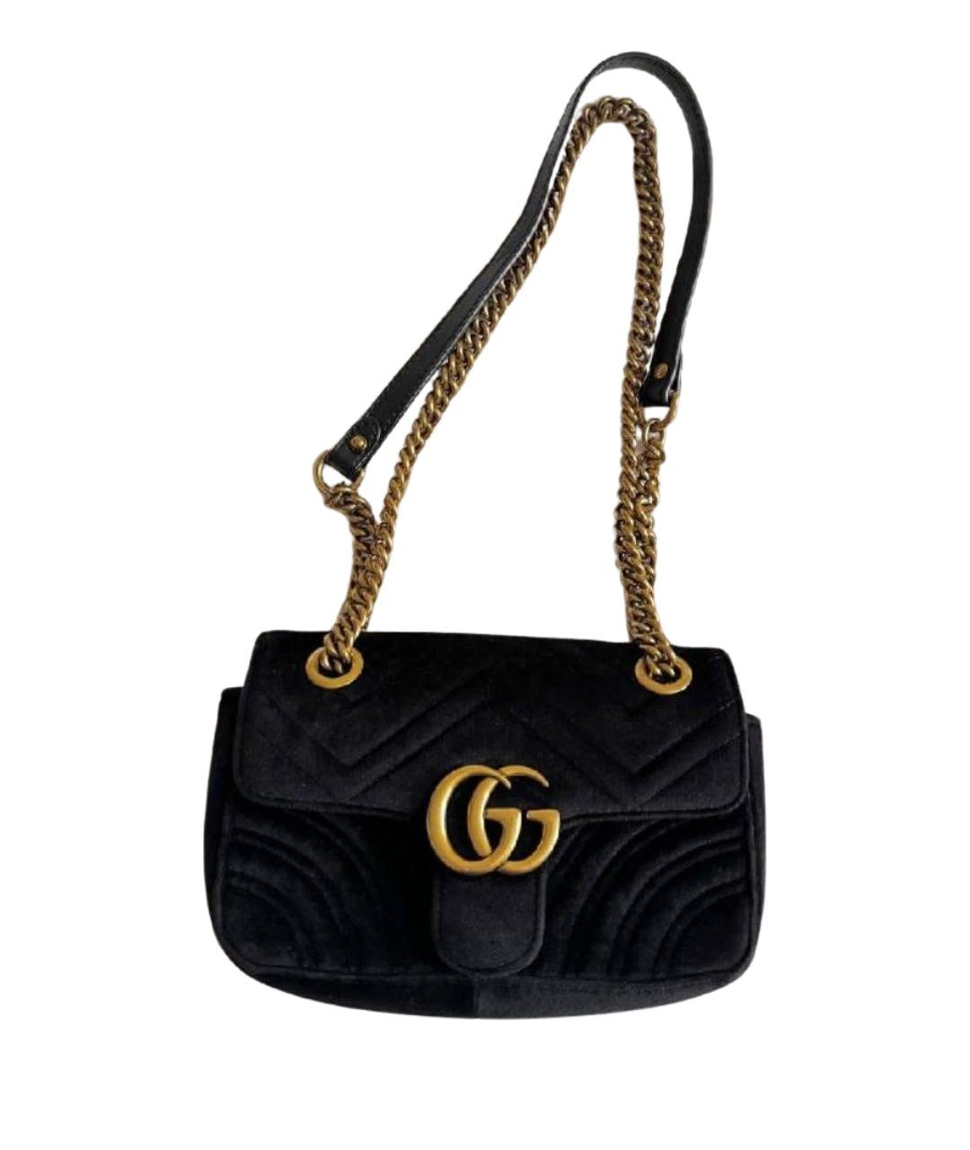 GUCCI Черная бархатная сумка через плечо, фото 1