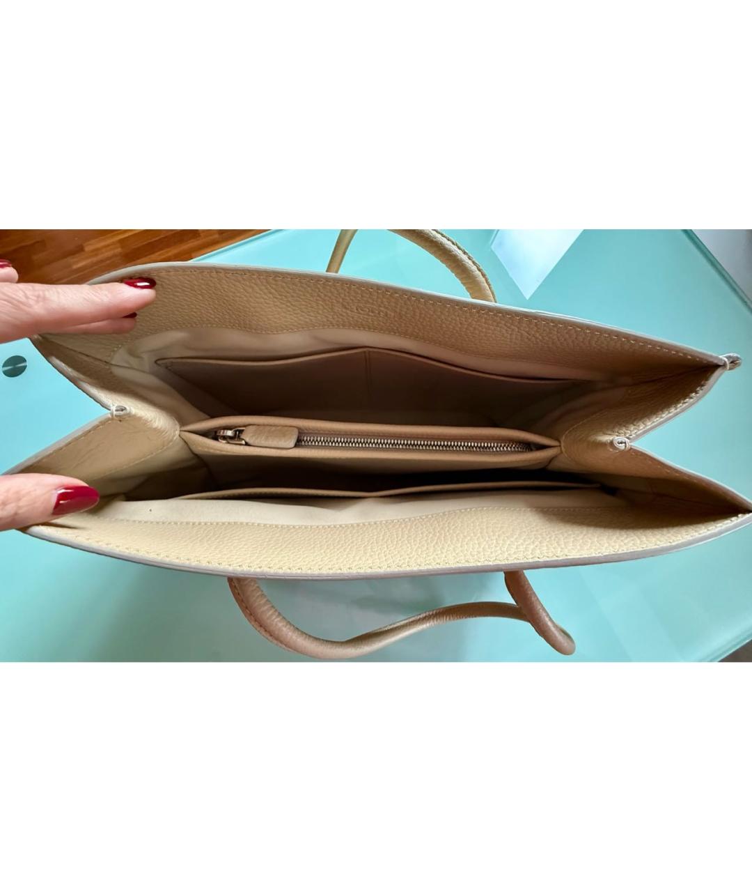 TOD'S Бежевая кожаная сумка тоут, фото 4