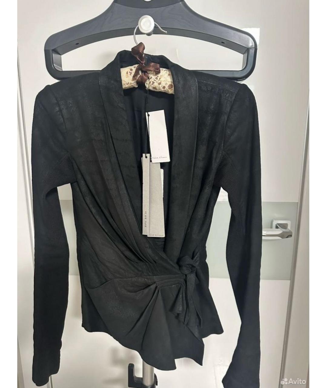 RICK OWENS Черная кожаная куртка, фото 2
