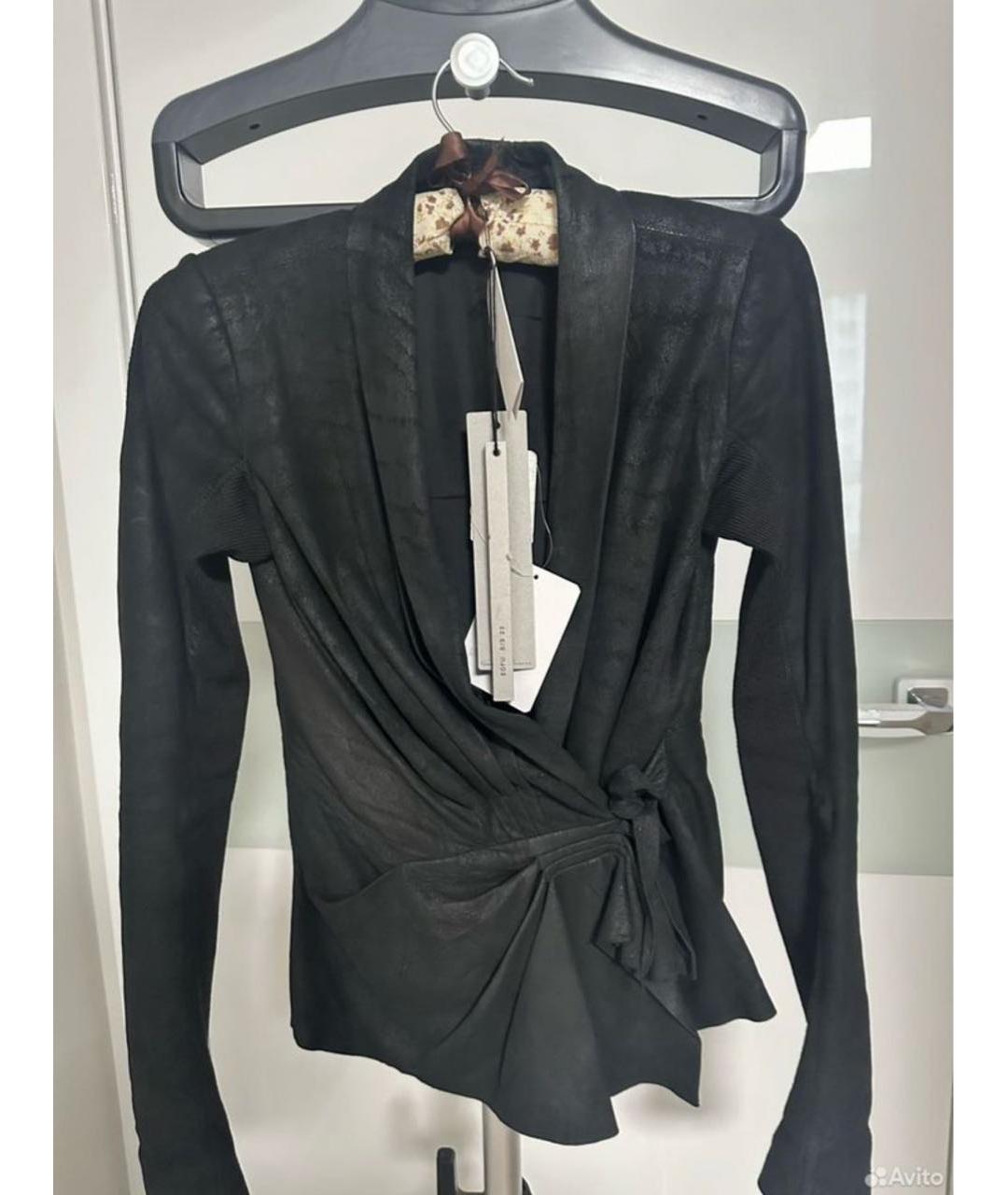 RICK OWENS Черная кожаная куртка, фото 7