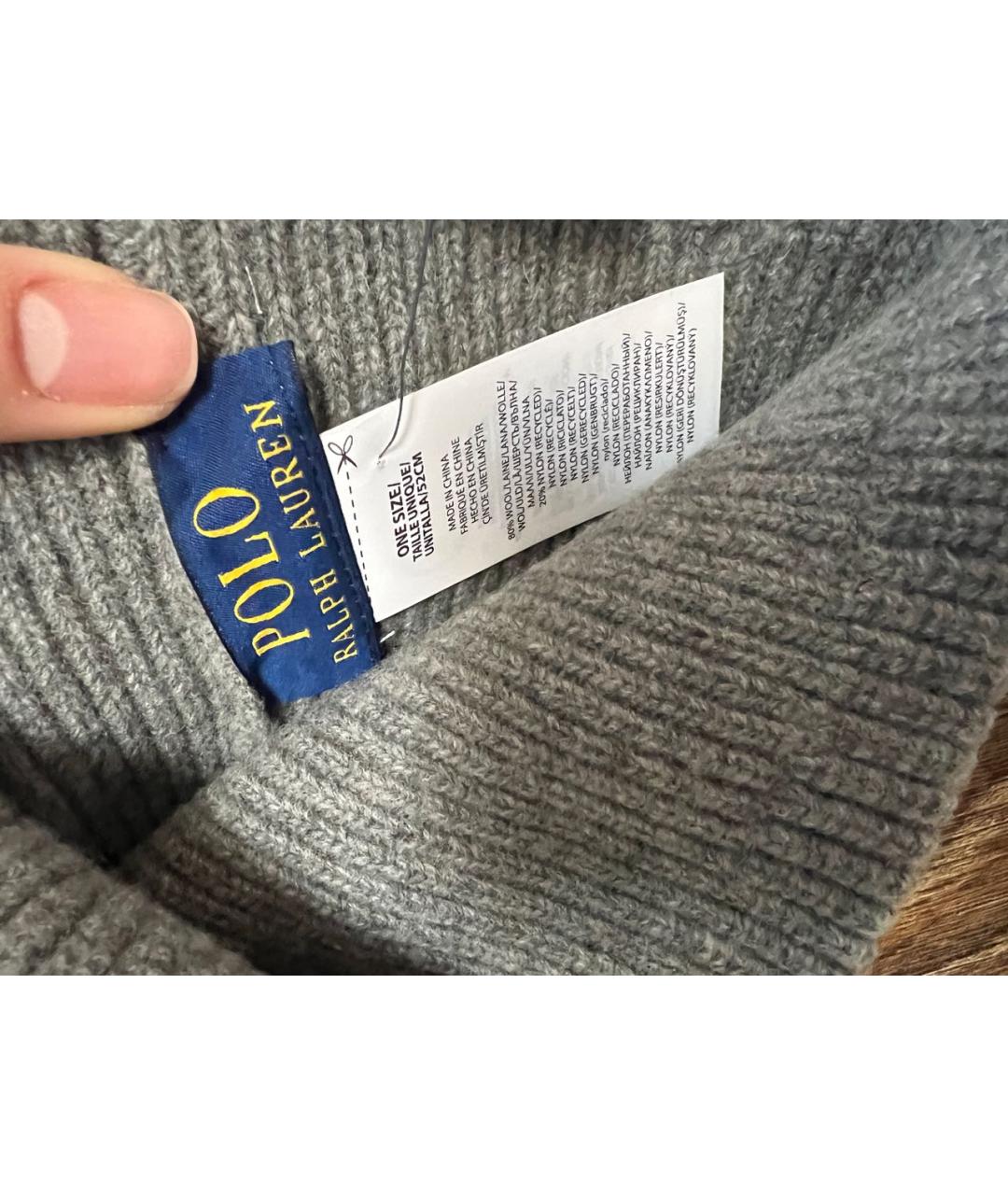 POLO RALPH LAUREN Серая шерстяная шапка, фото 4