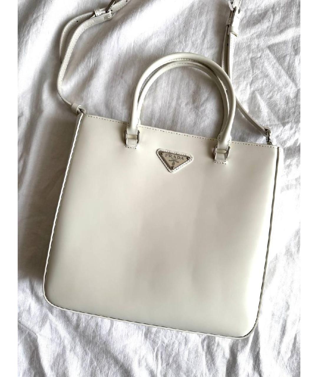 PRADA Белая кожаная сумка тоут, фото 2