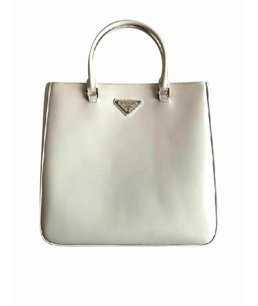 PRADA Белая кожаная сумка тоут, фото 1