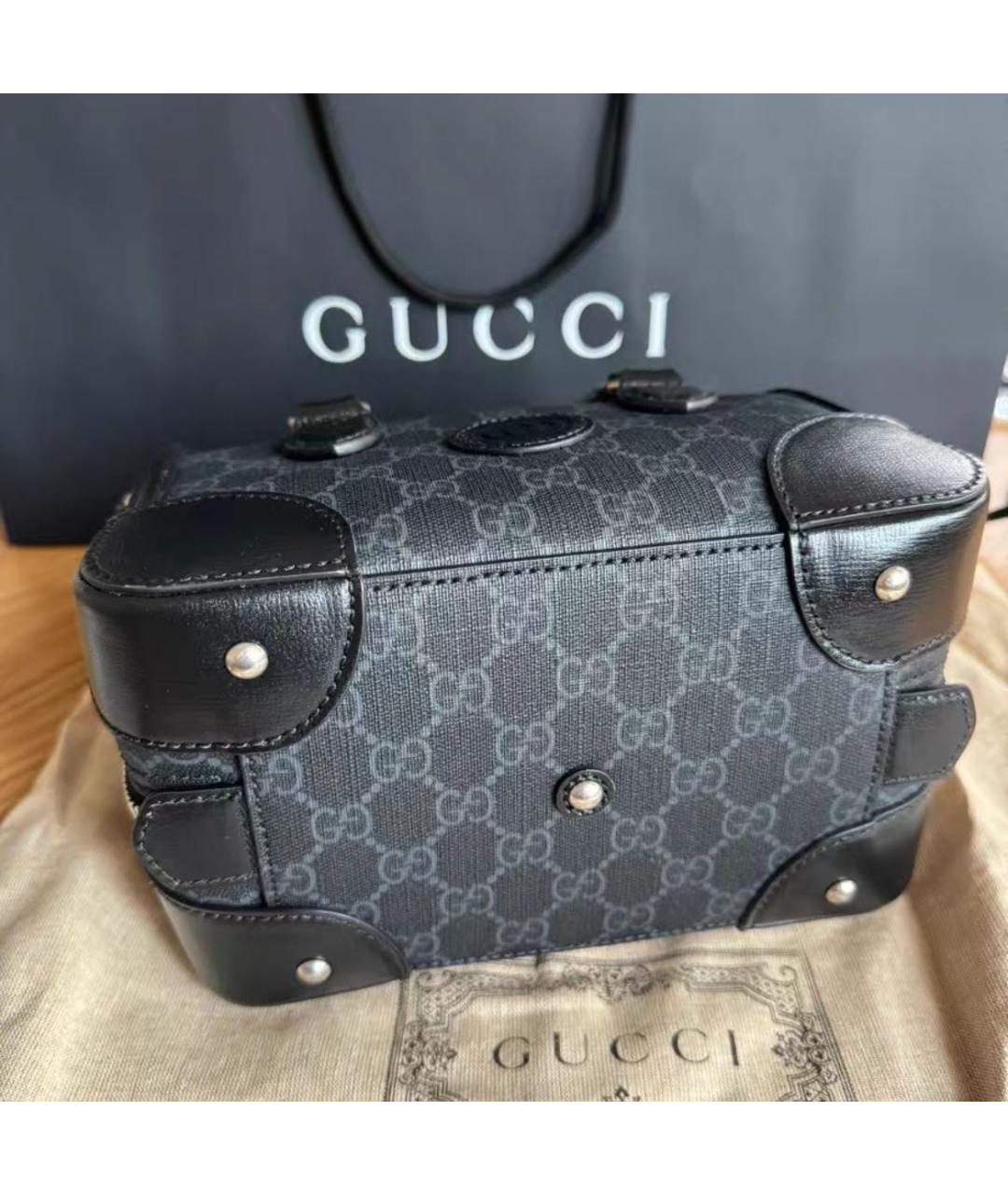 GUCCI Черная кожаная сумка через плечо, фото 4