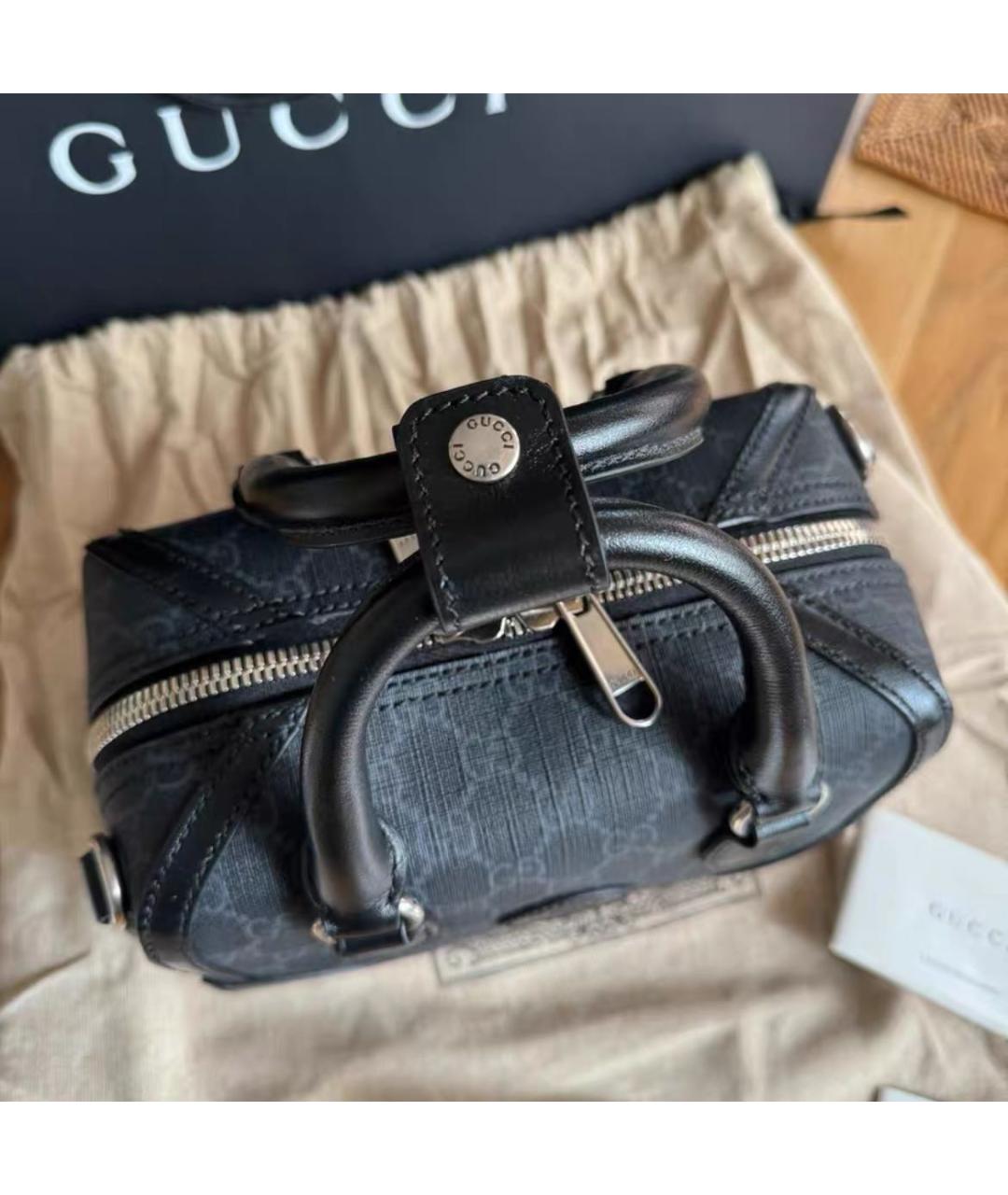 GUCCI Черная кожаная сумка через плечо, фото 6