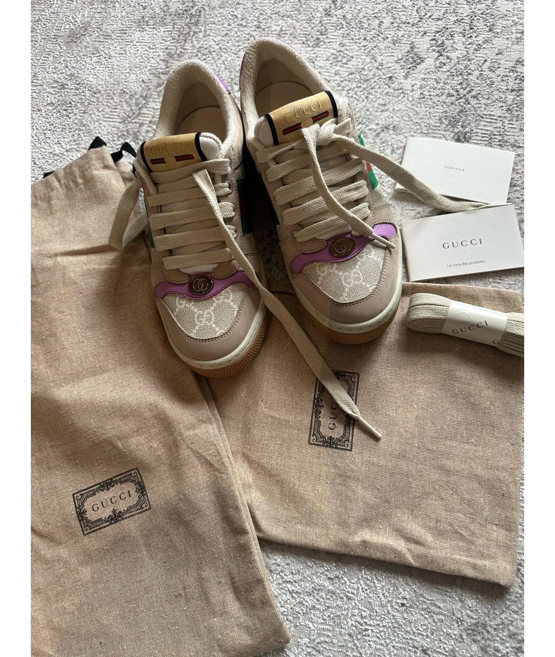 GUCCI Бежевые кеды, фото 8