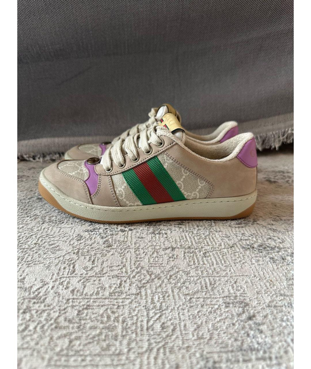 GUCCI Бежевые кеды, фото 9