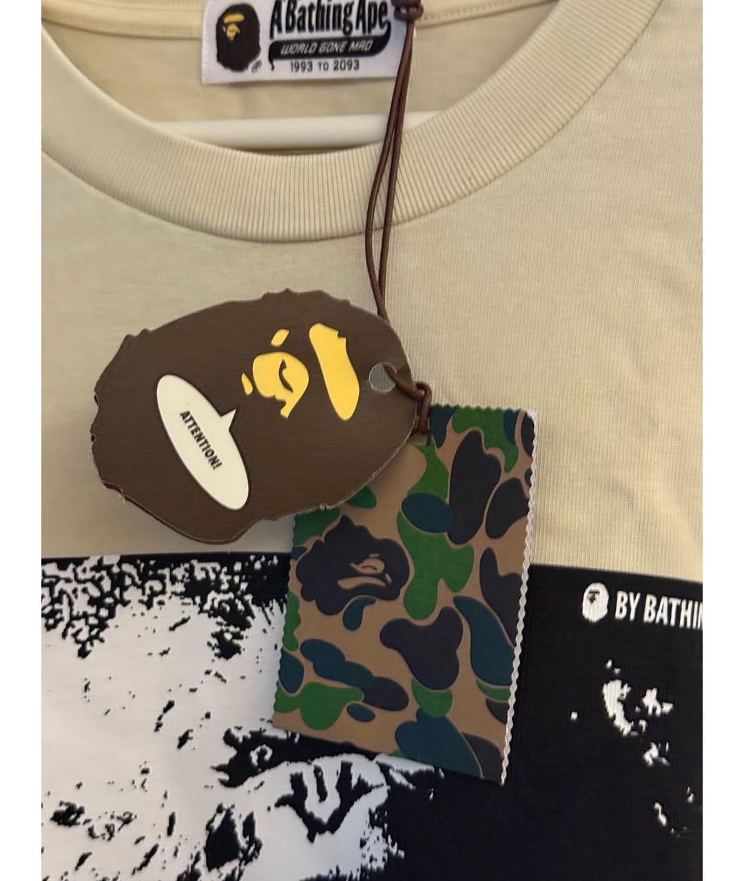 BAPE Бежевая хлопковая футболка, фото 5
