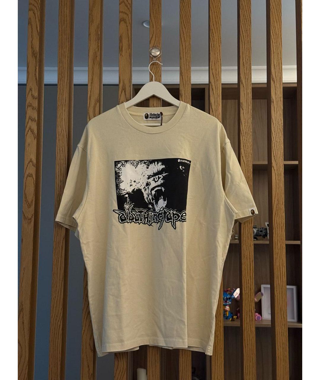 BAPE Бежевая хлопковая футболка, фото 9