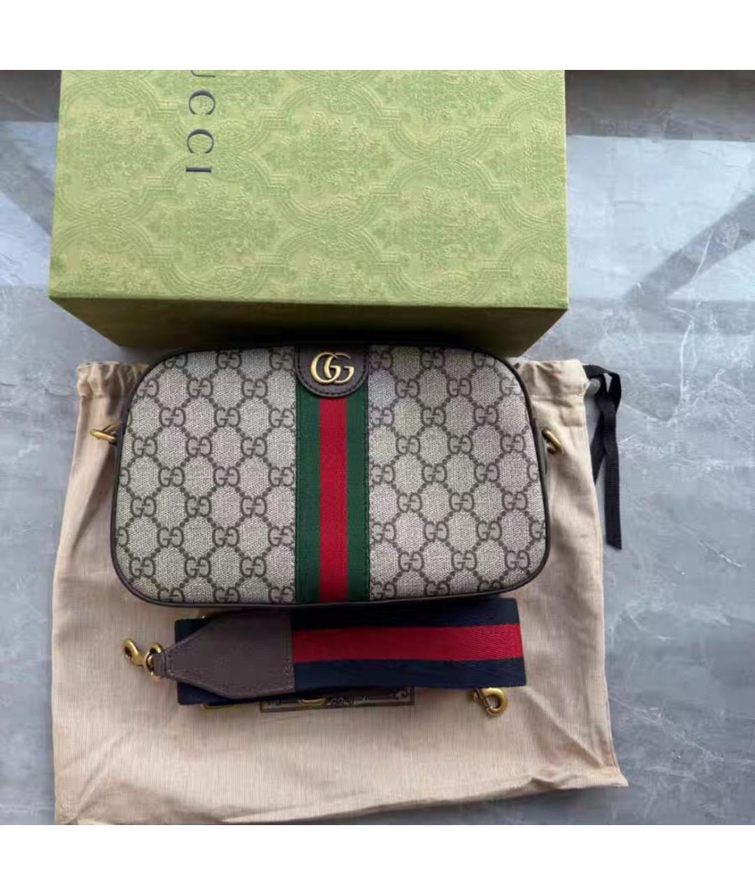 GUCCI Бежевая тканевая сумка на плечо, фото 2