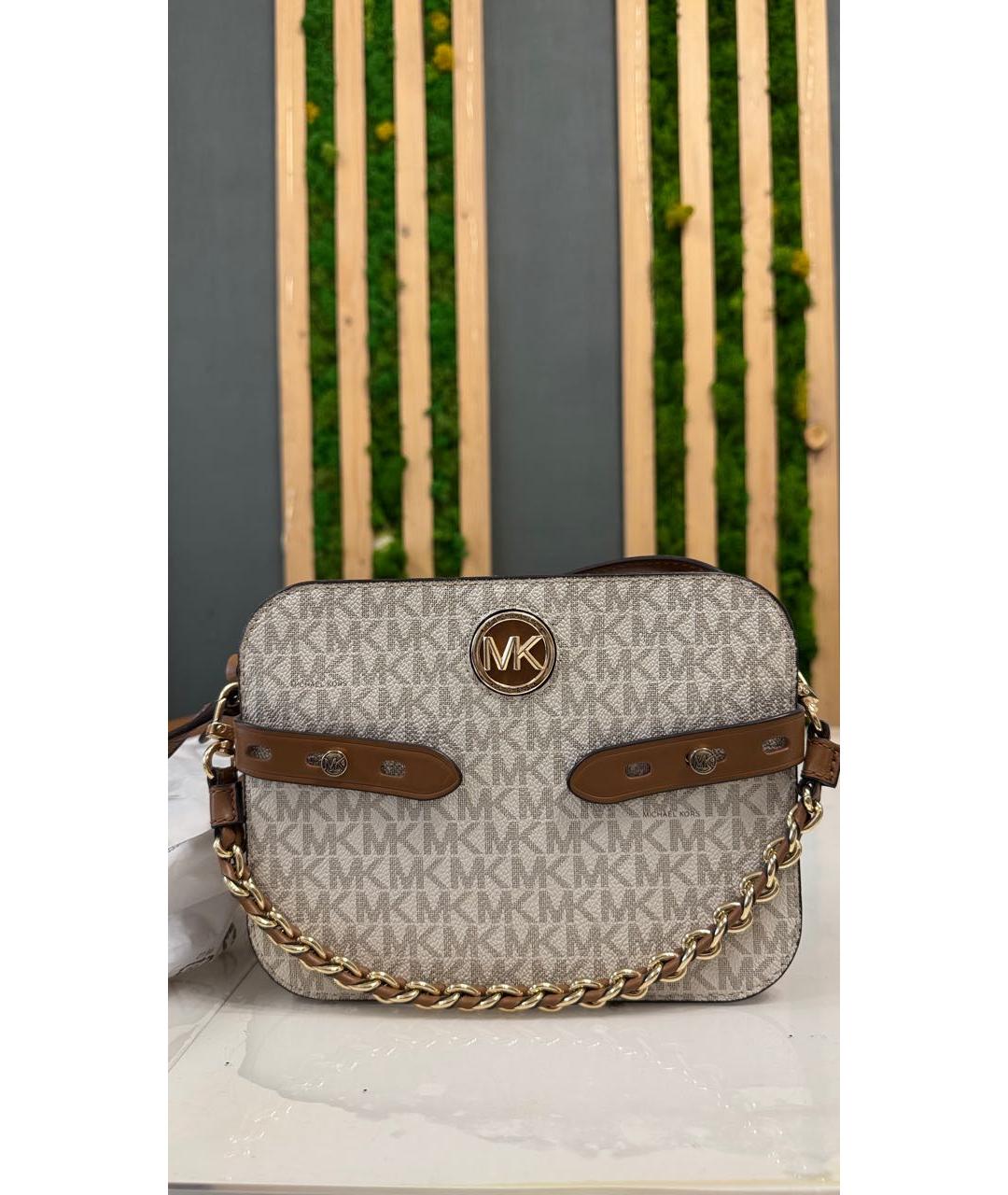 MICHAEL MICHAEL KORS Бежевая сумка через плечо из искусственной кожи, фото 7