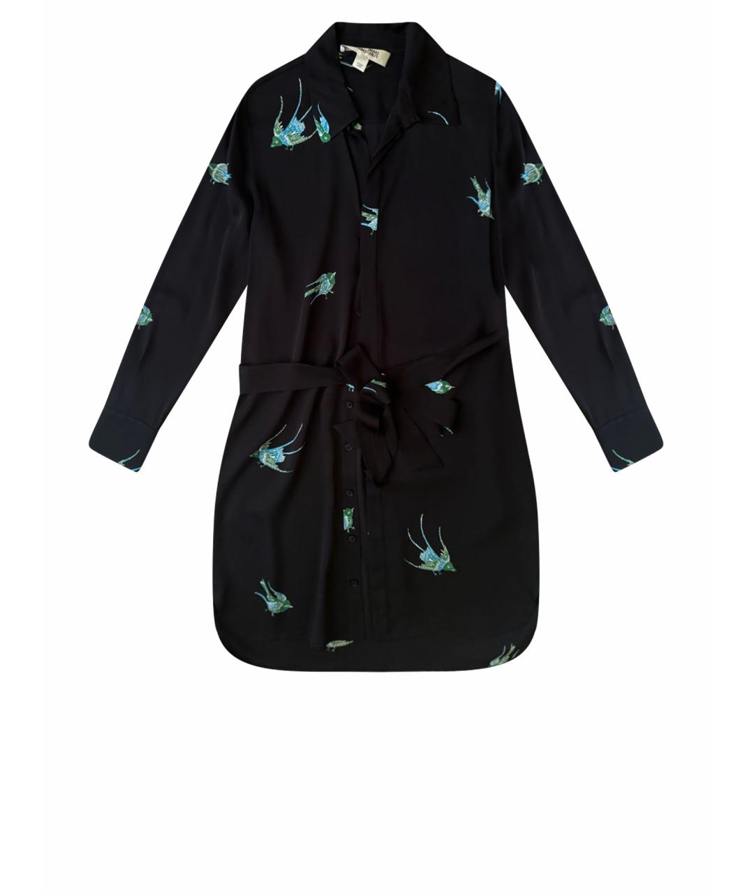 DIANE VON FURSTENBERG Черное шелковое повседневное платье, фото 1