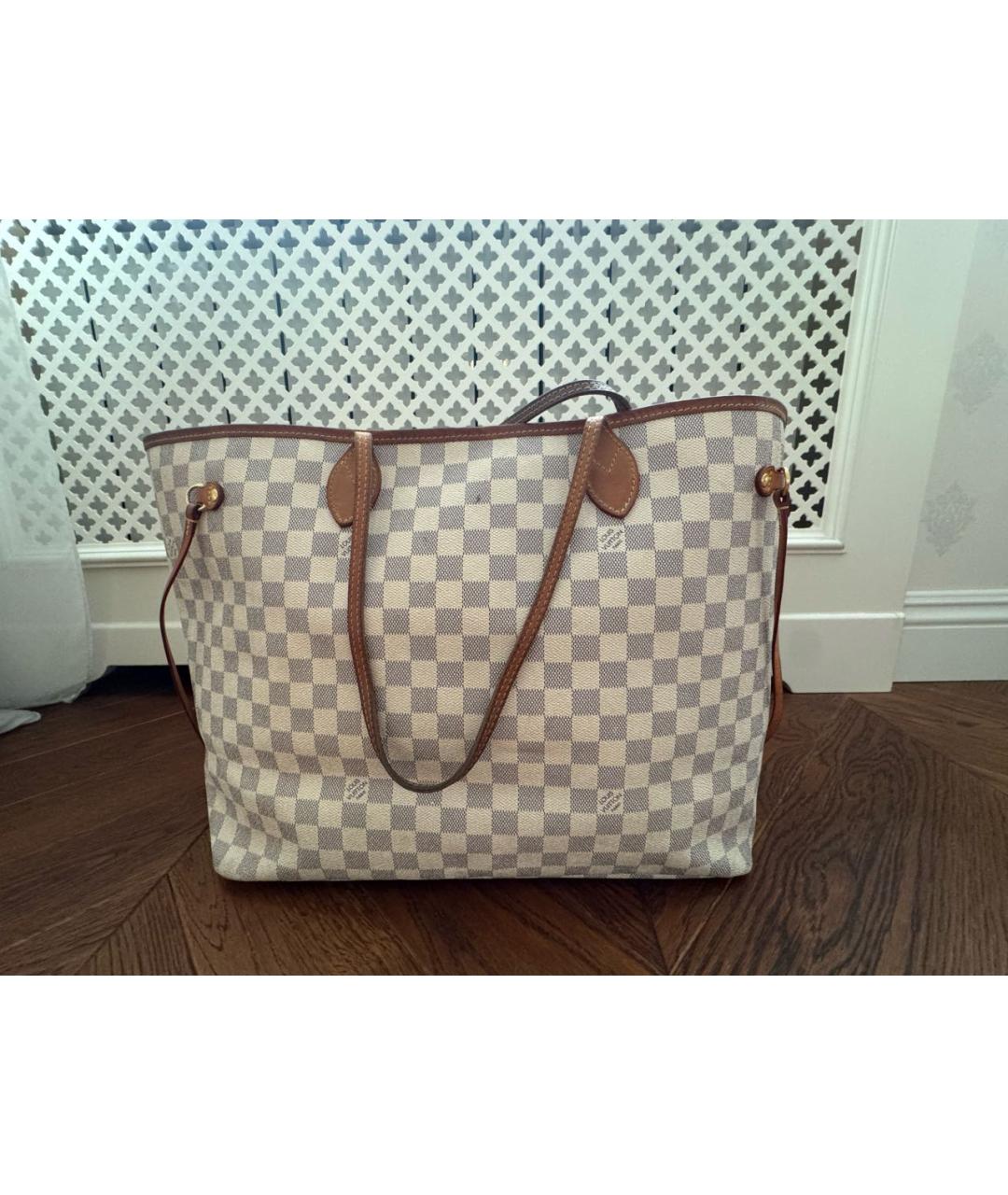 LOUIS VUITTON Белая кожаная сумка тоут, фото 7