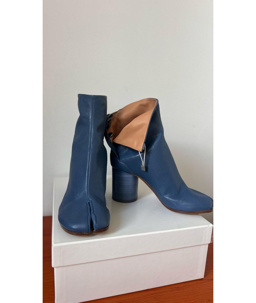 MAISON MARGIELA Темно-синие кожаные ботильоны, фото 6