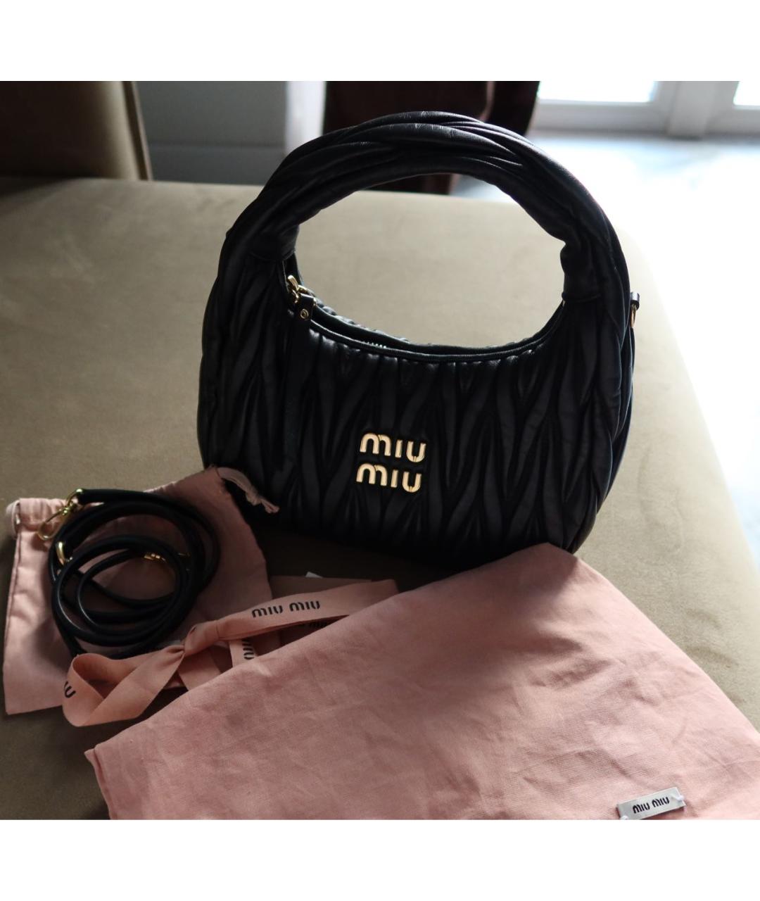 MIU MIU Черная кожаная сумка с короткими ручками, фото 8