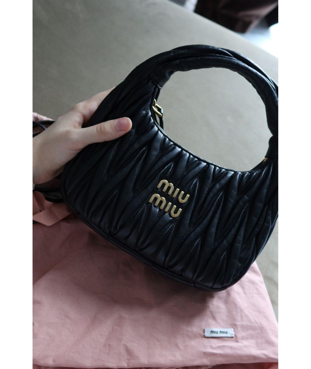 MIU MIU Черная кожаная сумка с короткими ручками, фото 2