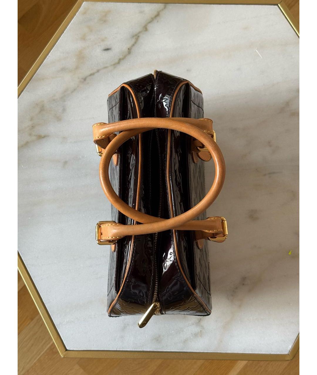 LOUIS VUITTON Бордовая кожаная сумка с короткими ручками, фото 7