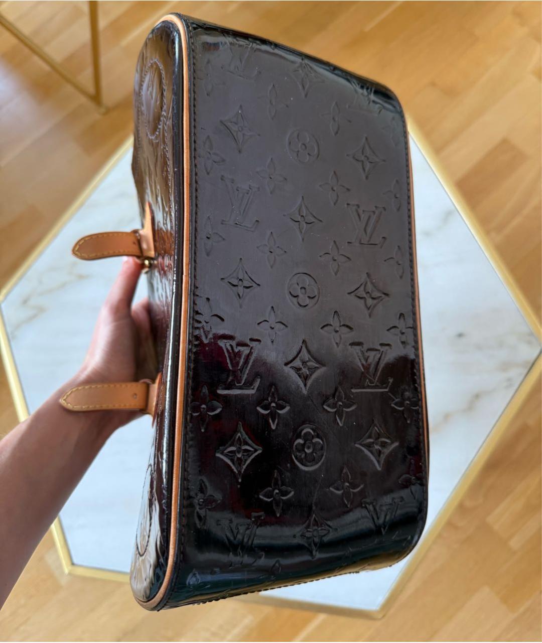 LOUIS VUITTON Бордовая кожаная сумка с короткими ручками, фото 4
