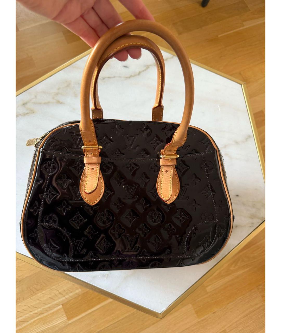 LOUIS VUITTON Бордовая кожаная сумка с короткими ручками, фото 2
