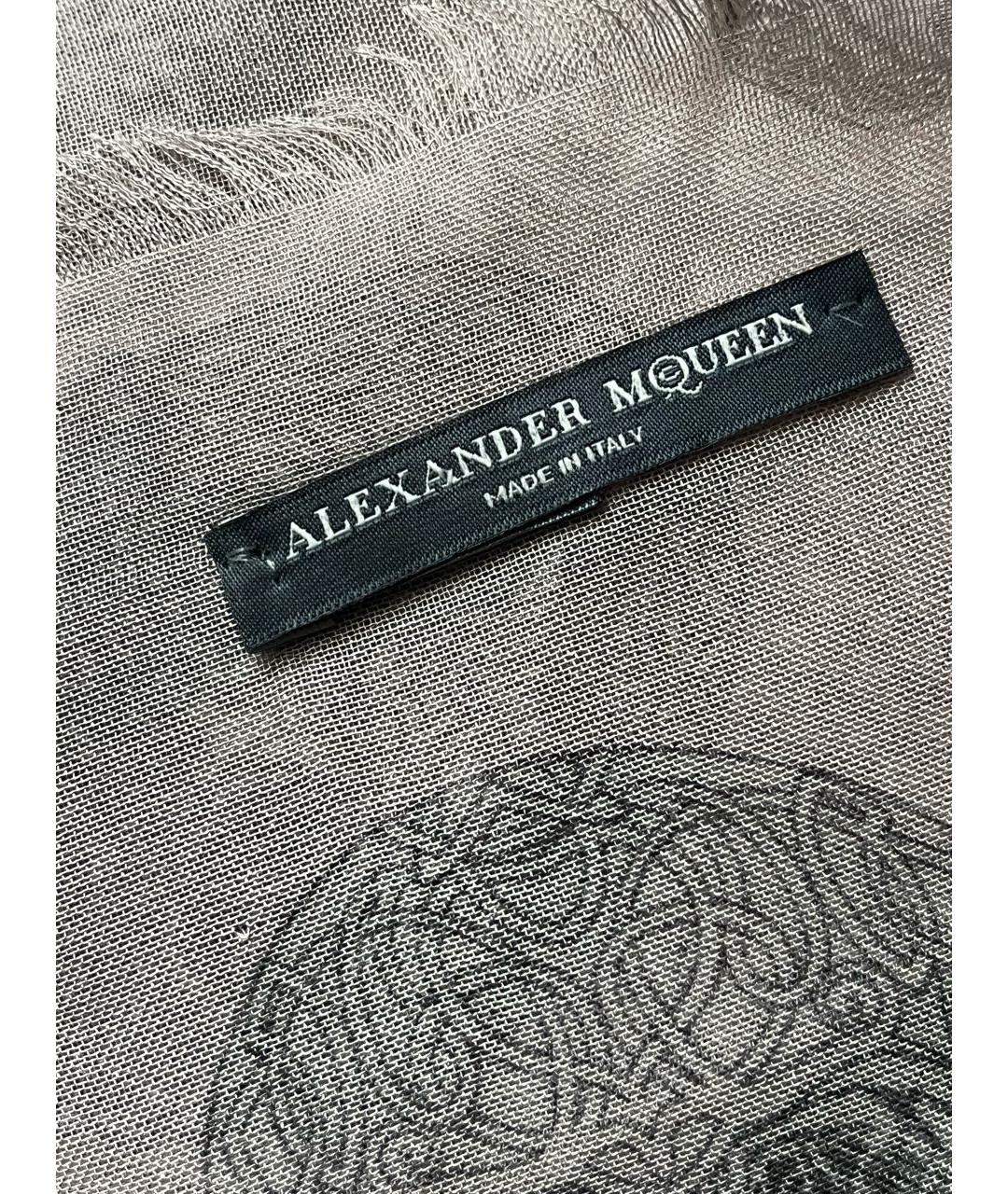 ALEXANDER MCQUEEN Бежевый шерстяной платок, фото 5