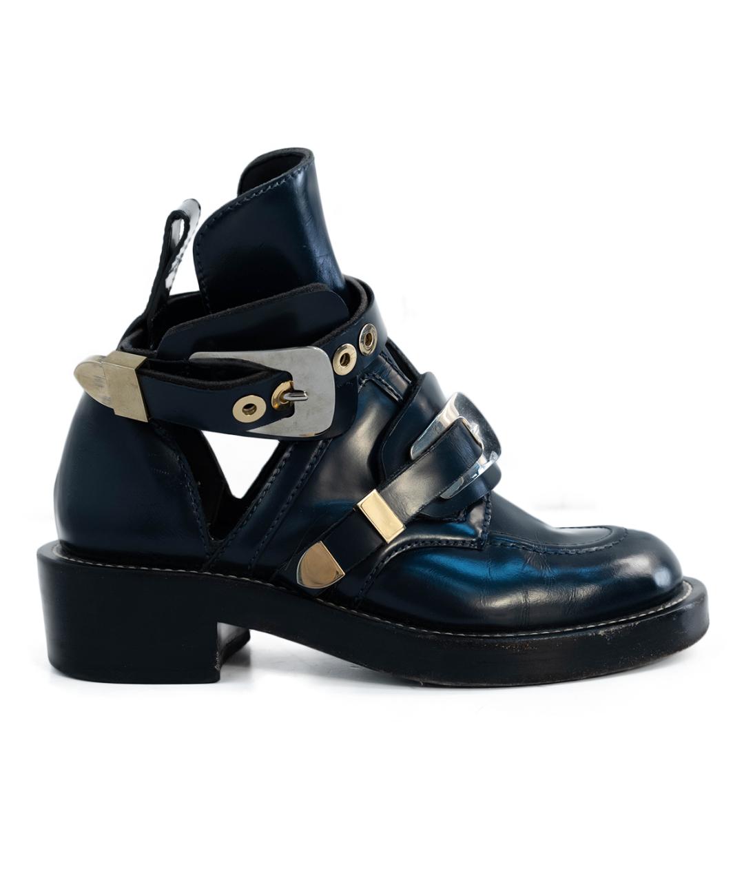 BALENCIAGA Темно-синие кожаные ботинки, фото 1