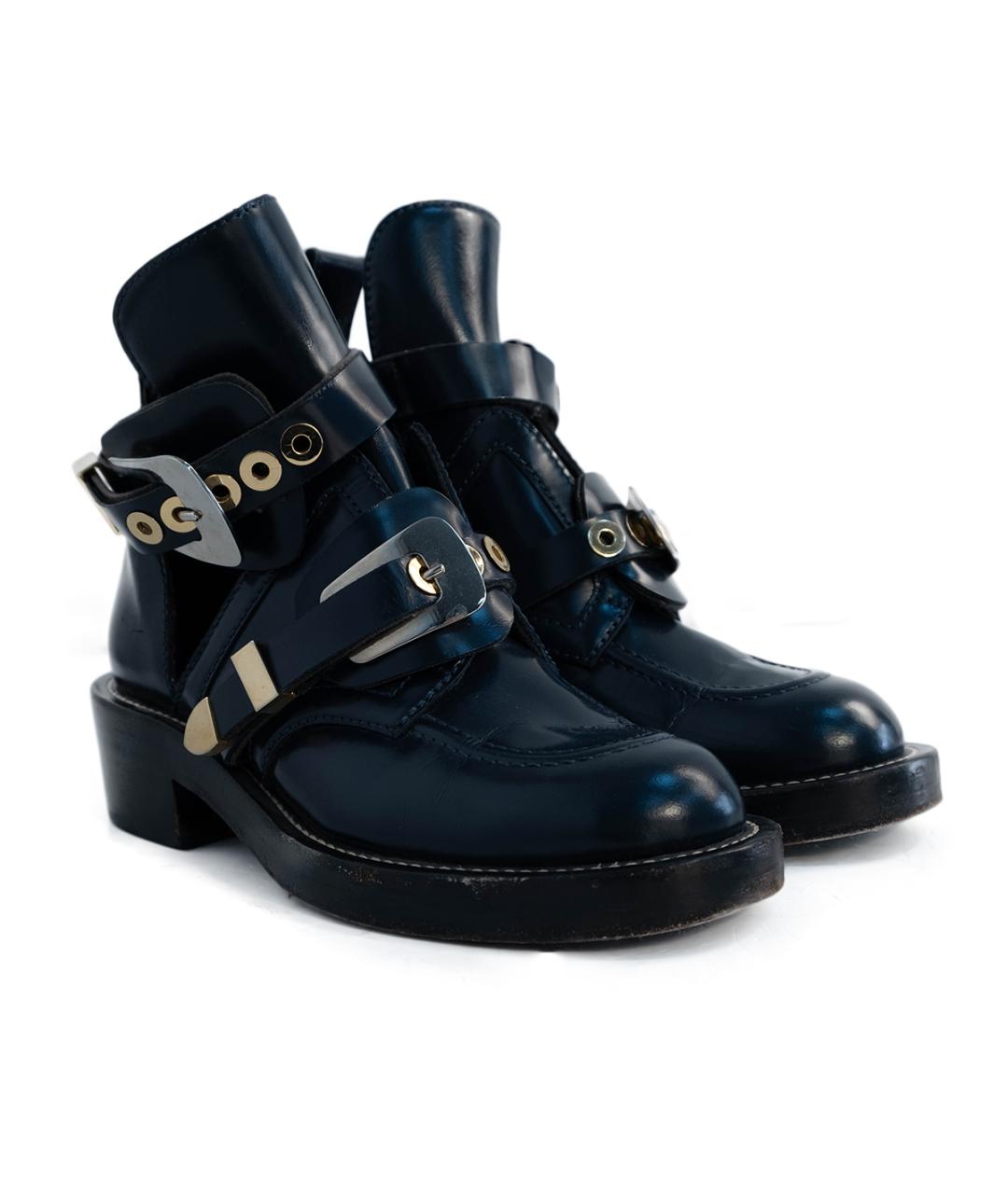 BALENCIAGA Темно-синие кожаные ботинки, фото 2