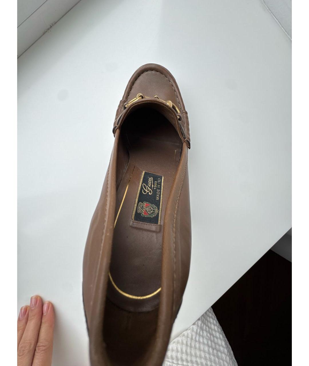 GUCCI Коричневые кожаные туфли, фото 5