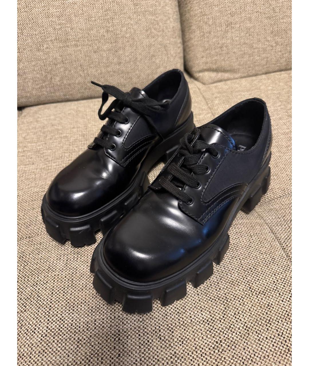 PRADA Черные кожаные низкие ботинки, фото 7