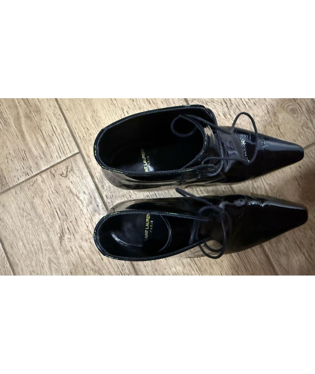 SAINT LAURENT Черные полусапоги из лакированной кожи, фото 6