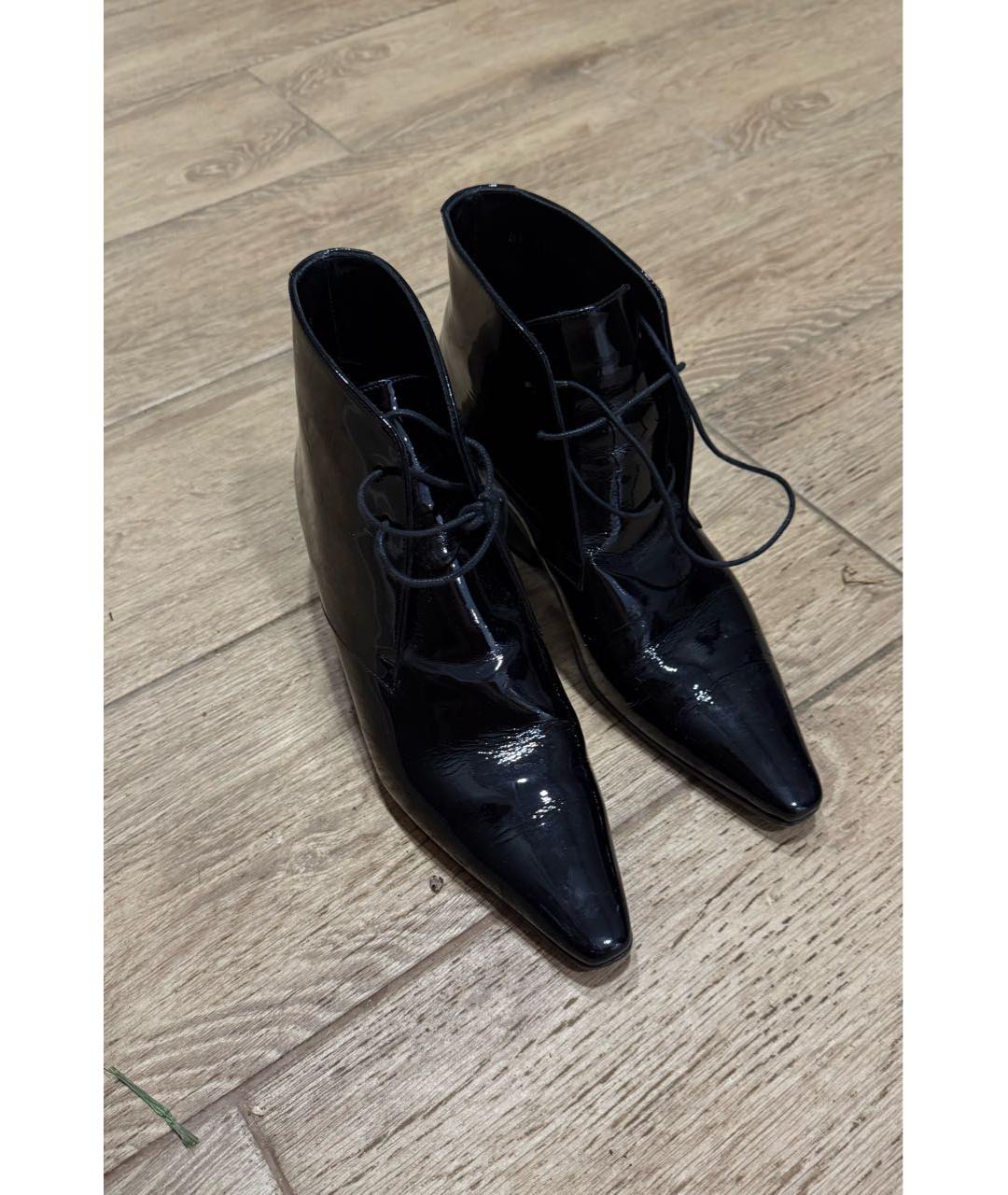 SAINT LAURENT Черные полусапоги из лакированной кожи, фото 7