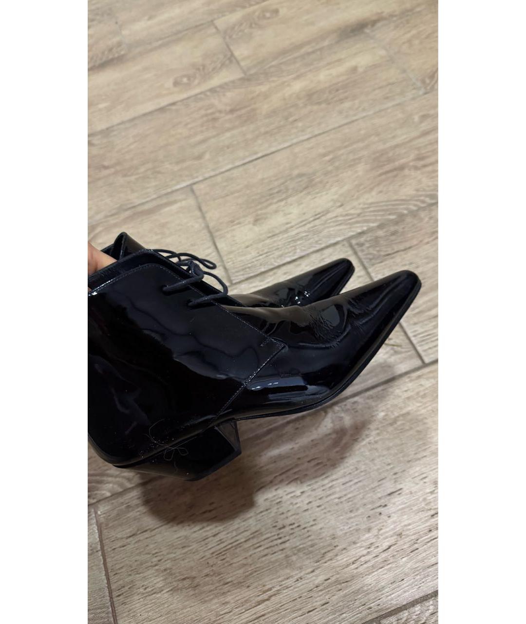 SAINT LAURENT Черные полусапоги из лакированной кожи, фото 5