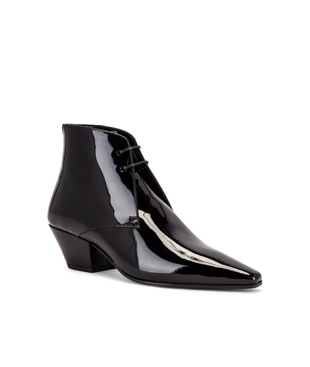 SAINT LAURENT Черные полусапоги из лакированной кожи, фото 4