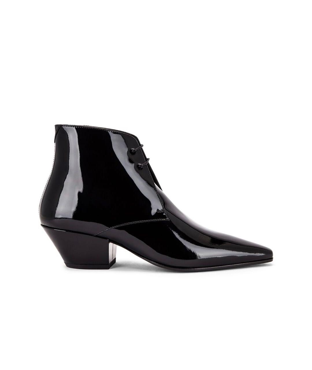 SAINT LAURENT Черные полусапоги из лакированной кожи, фото 1