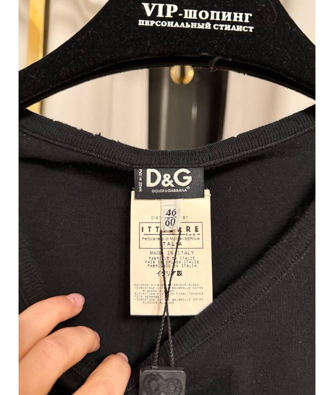 DOLCE&GABBANA Черная хлопковая футболка, фото 3
