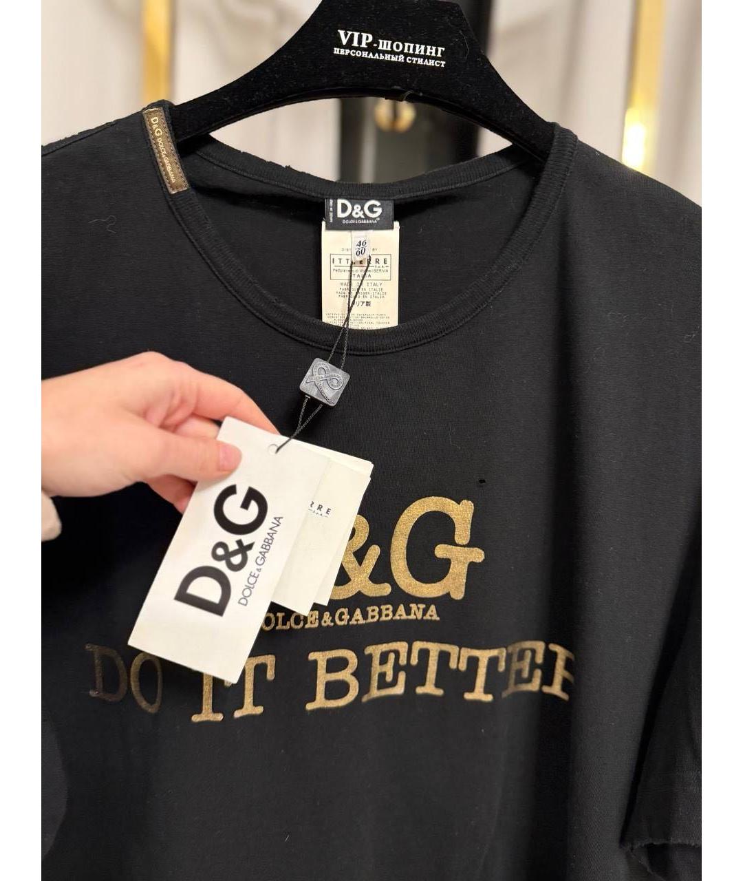 DOLCE&GABBANA Черная хлопковая футболка, фото 4