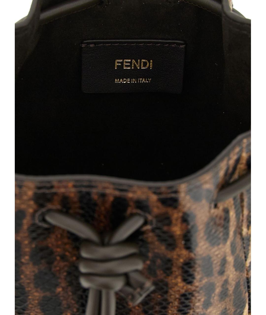 FENDI Коричневая кожаная сумка тоут, фото 3