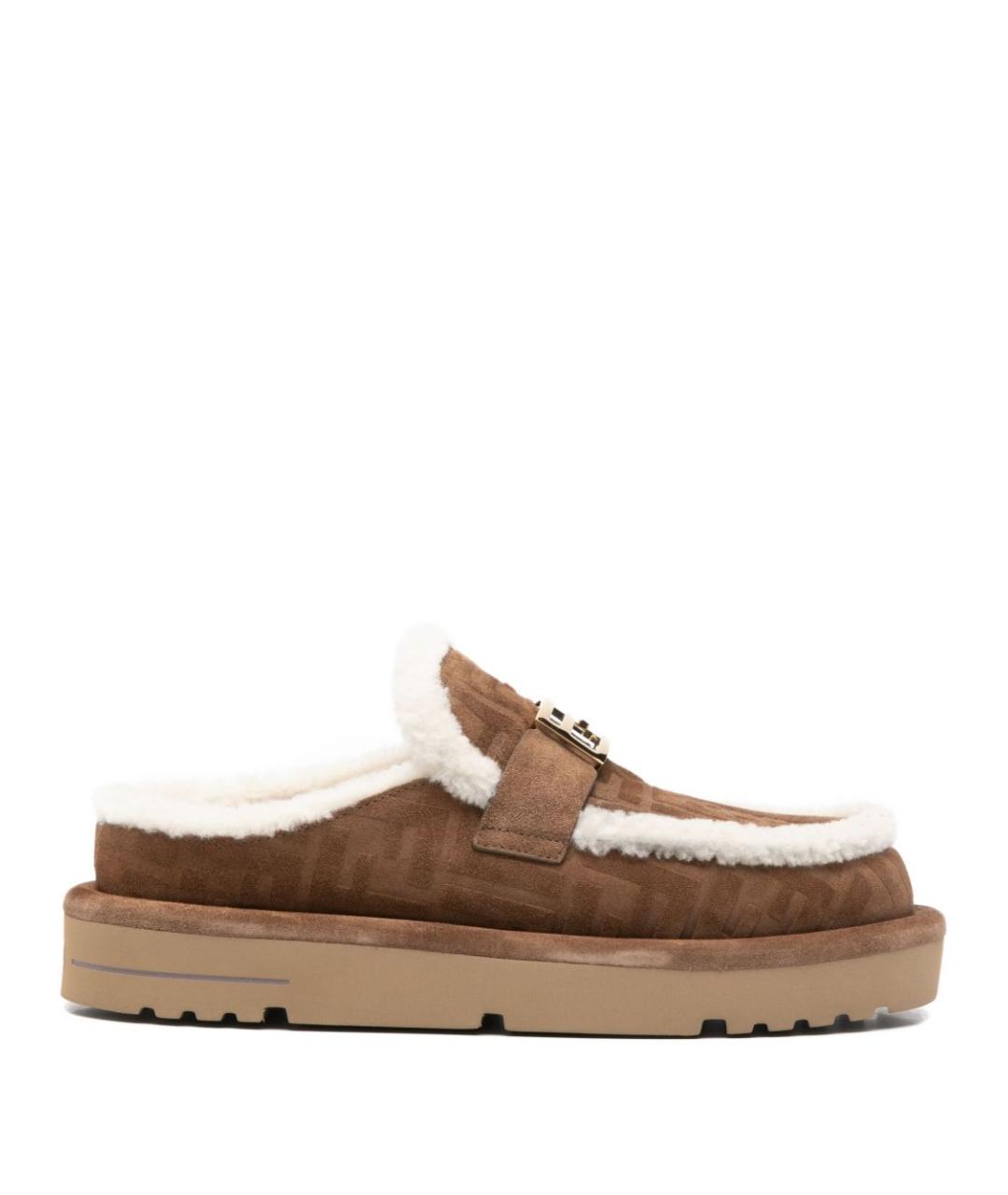 FENDI Бежевые замшевые мюли, фото 1