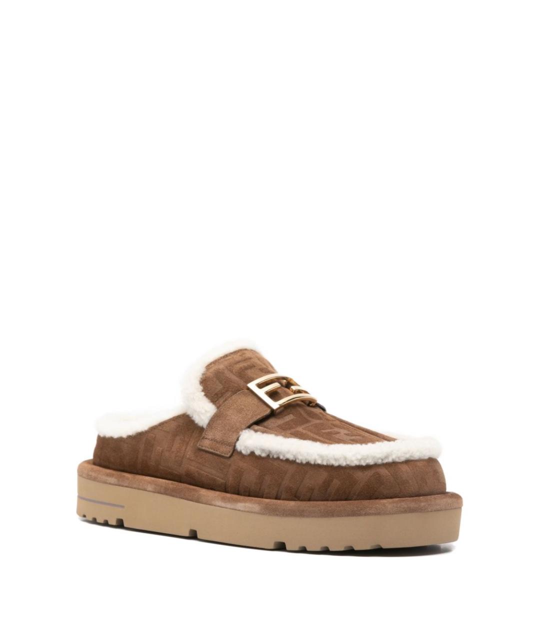 FENDI Бежевые замшевые мюли, фото 4