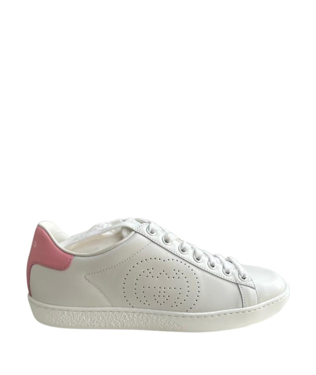 GUCCI Белые кожаные кеды, фото 1
