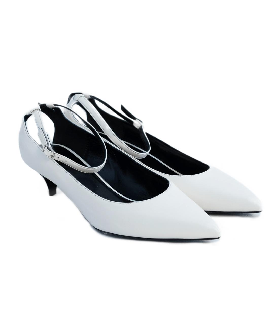 CELINE Белые кожаные лодочки на низком каблуке, фото 2