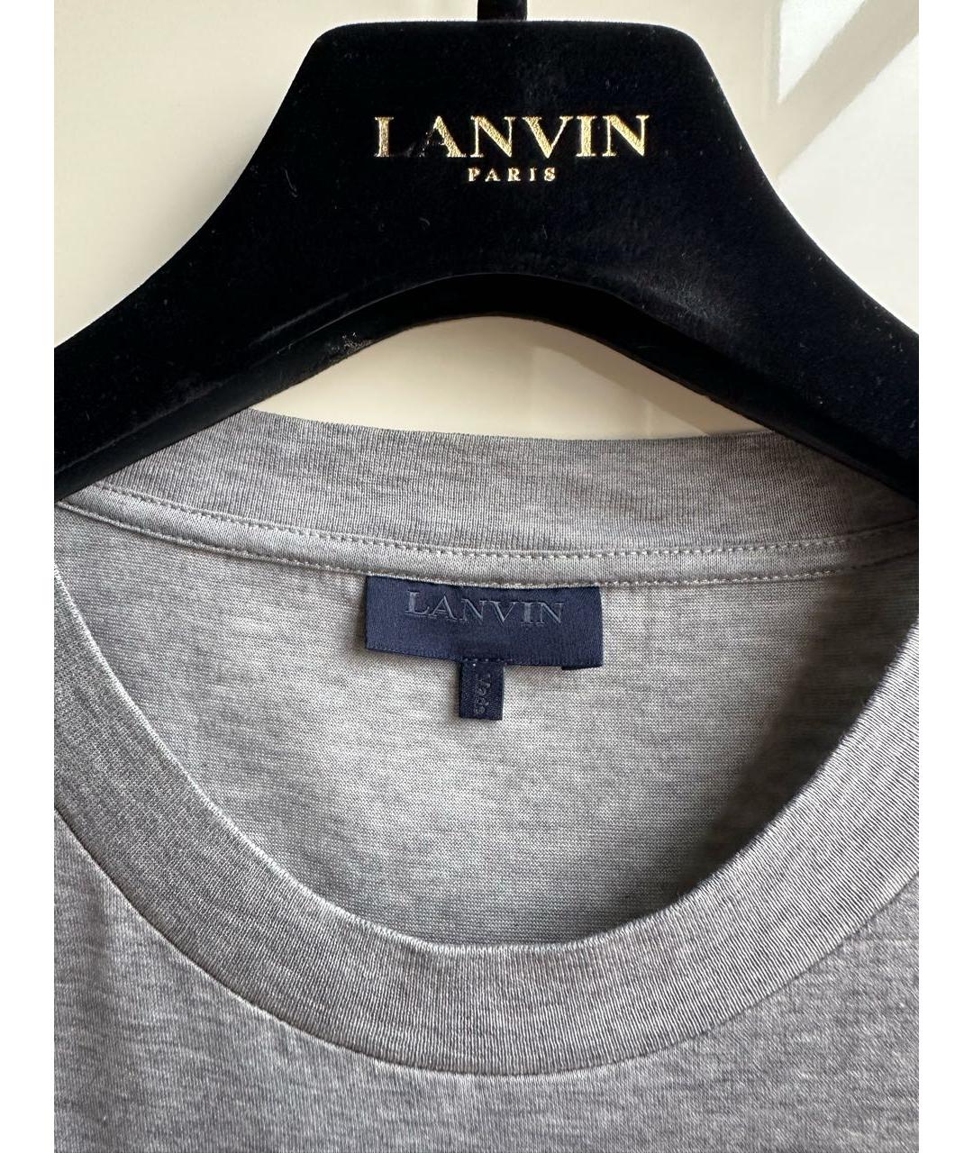 LANVIN Серая хлопковая футболка, фото 3