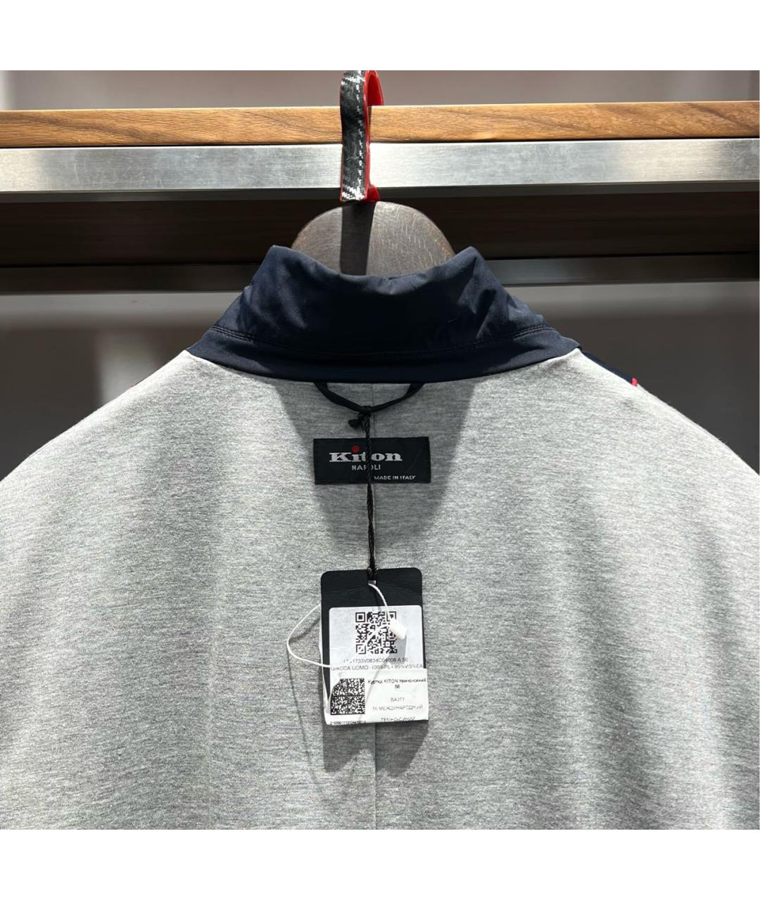 KITON Темно-синяя полиэстеровая куртка, фото 3