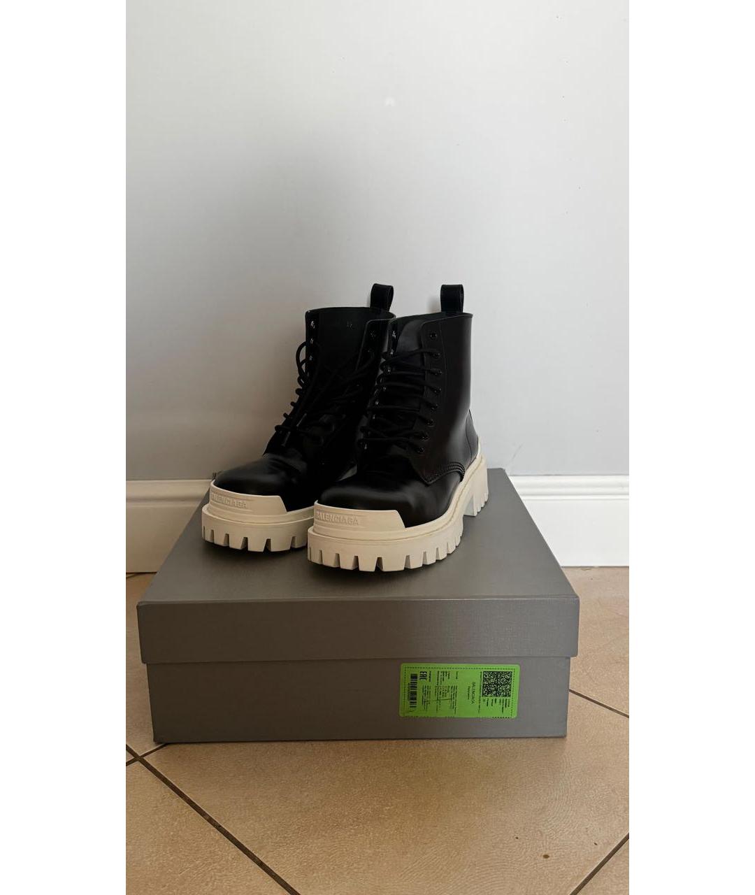 BALENCIAGA Черные кожаные ботинки, фото 3