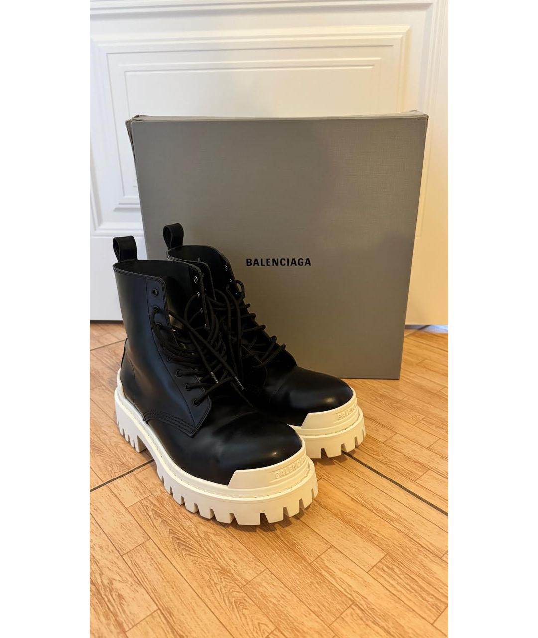 BALENCIAGA Черные кожаные ботинки, фото 2