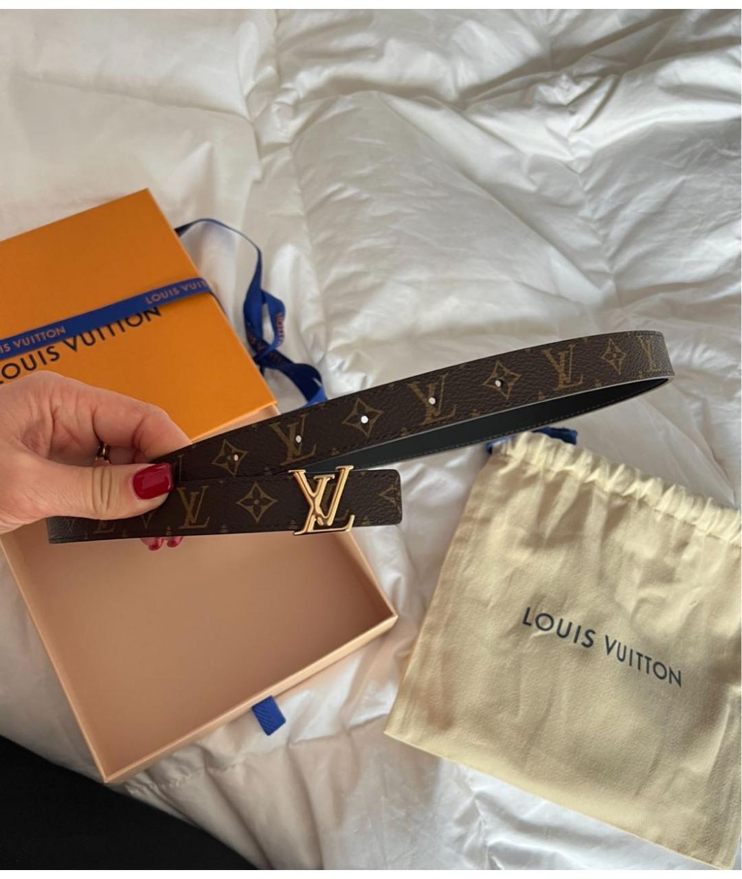 LOUIS VUITTON Коричневый кожаный ремень, фото 4