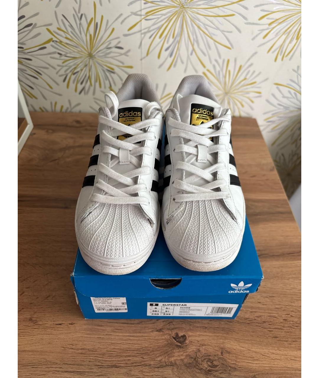 ADIDAS Белые кожаные кроссовки, фото 2